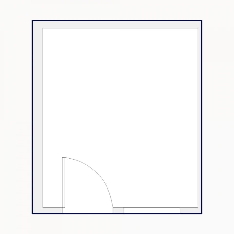 Grundriss des Raumes Ecuador mit rechteckigem Layout und Türpositionierung an der unteren Seite.