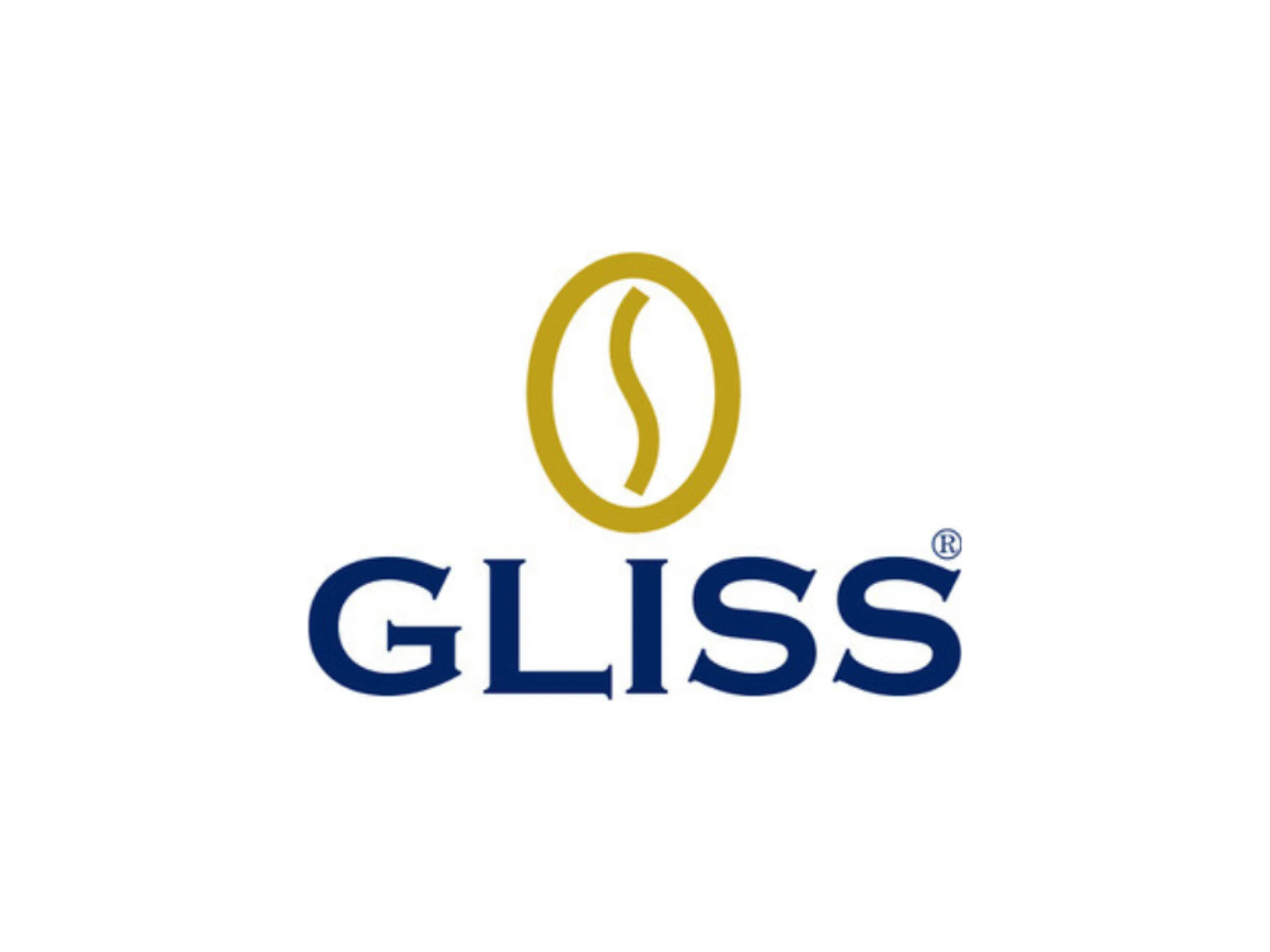 Logo von Gliss mit einem stilisierten goldenen Haarstrang im gelben Kreis über dem blauen Schriftzug 'GLISS'.