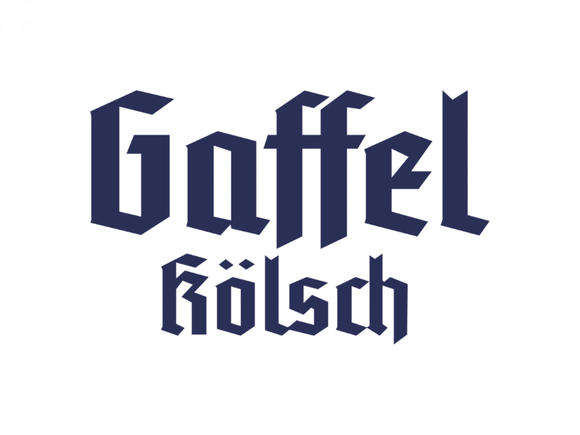 Logo von Gaffel Kölsch in dunkelblauer Block-Schrift auf weißem Hintergrund