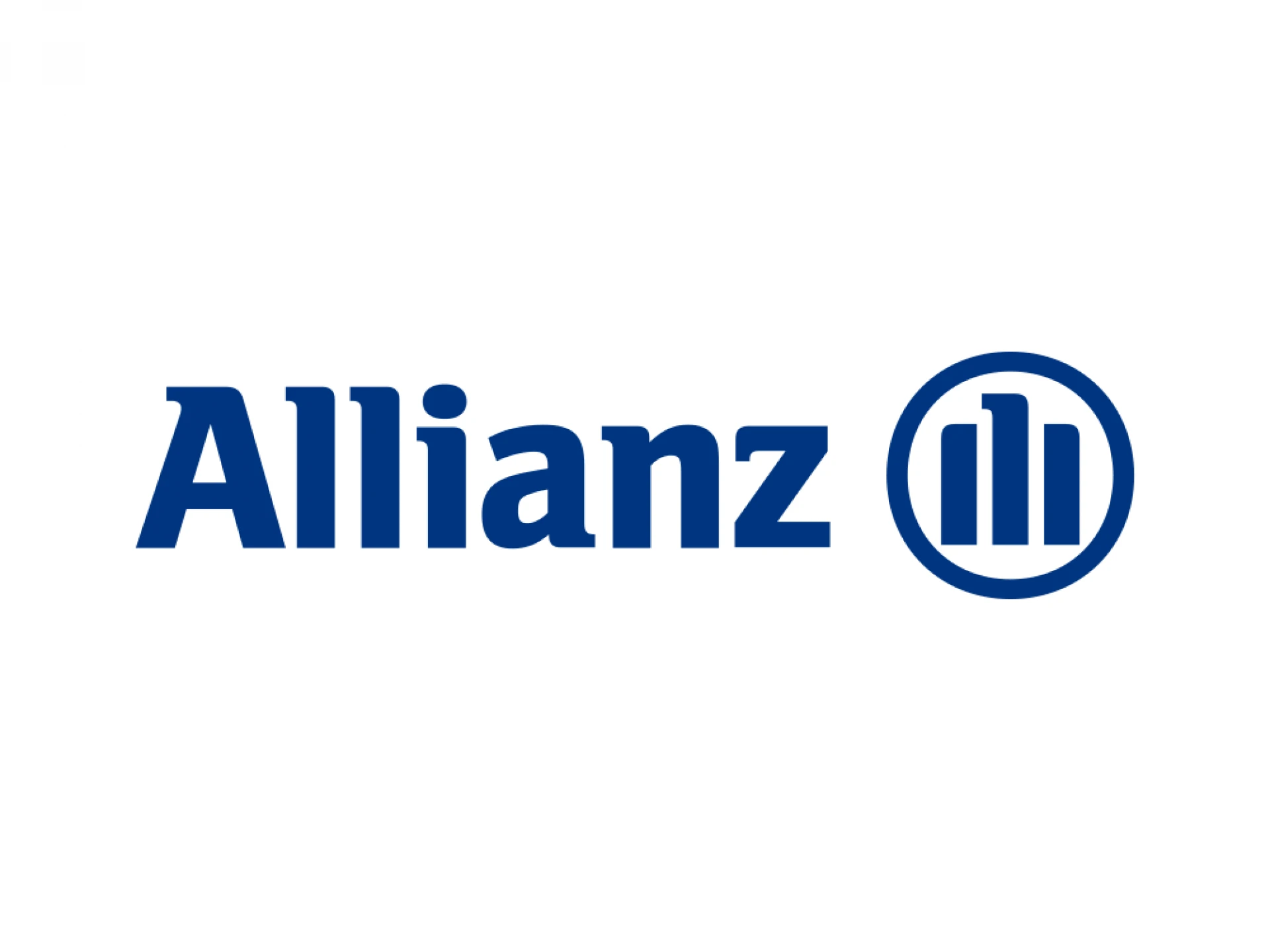 Allianz logo featuring the word 'Allianz' in blue letters with a blue circle containing a vertical bar chart symbol to the right.