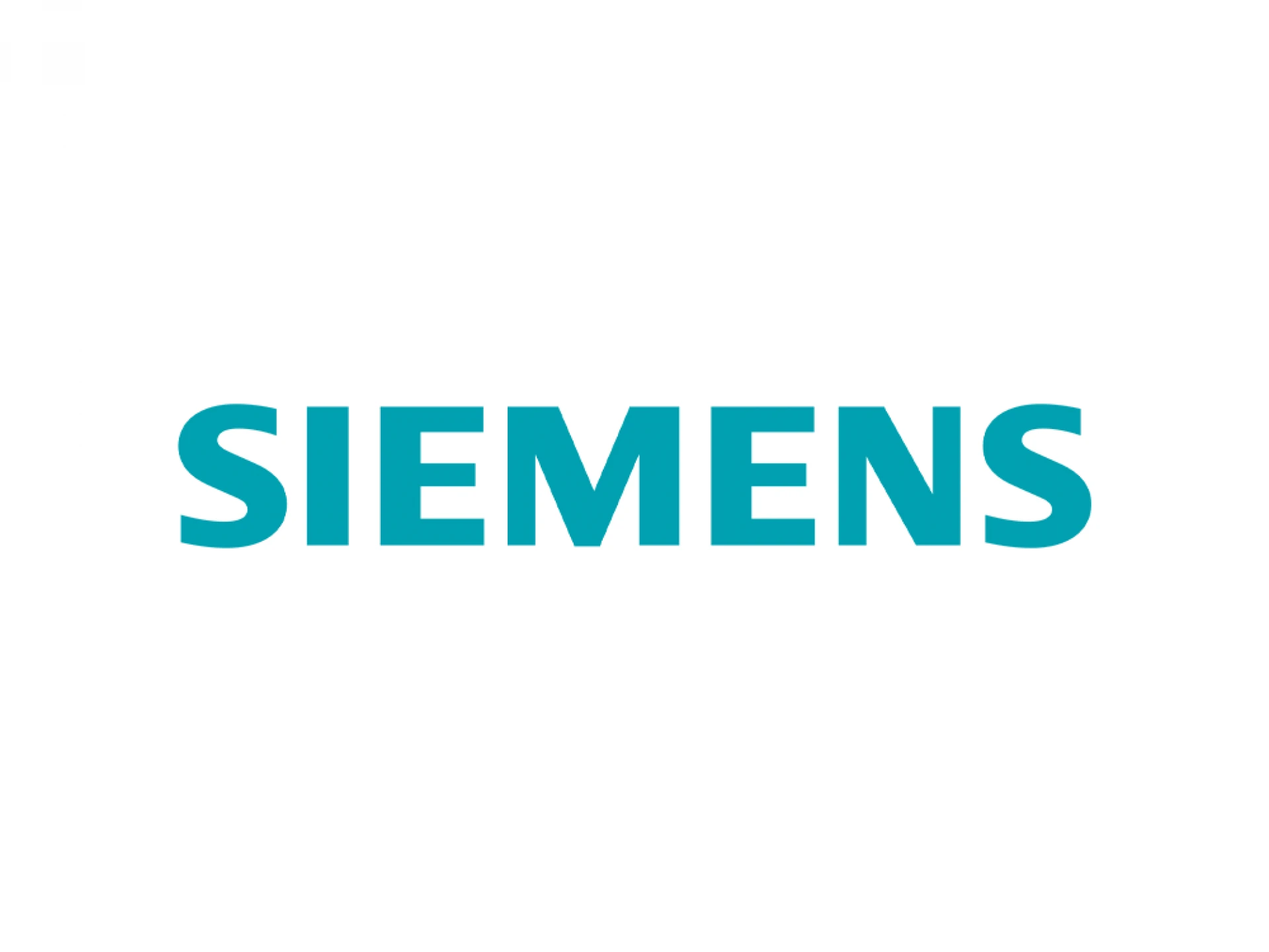Siemens logo in turquoise on a white background.